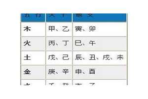 自测八字五行对照表(八字五行对照表)