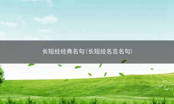 长短经经典名句(长短经名言名句)