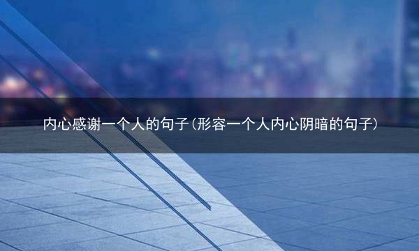 内心感谢一个人的句子(形容一个人内心阴暗的句子)